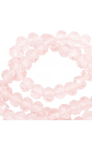 Faceted glass beads 3x2mm disc Pale French pink-pearl shine coating